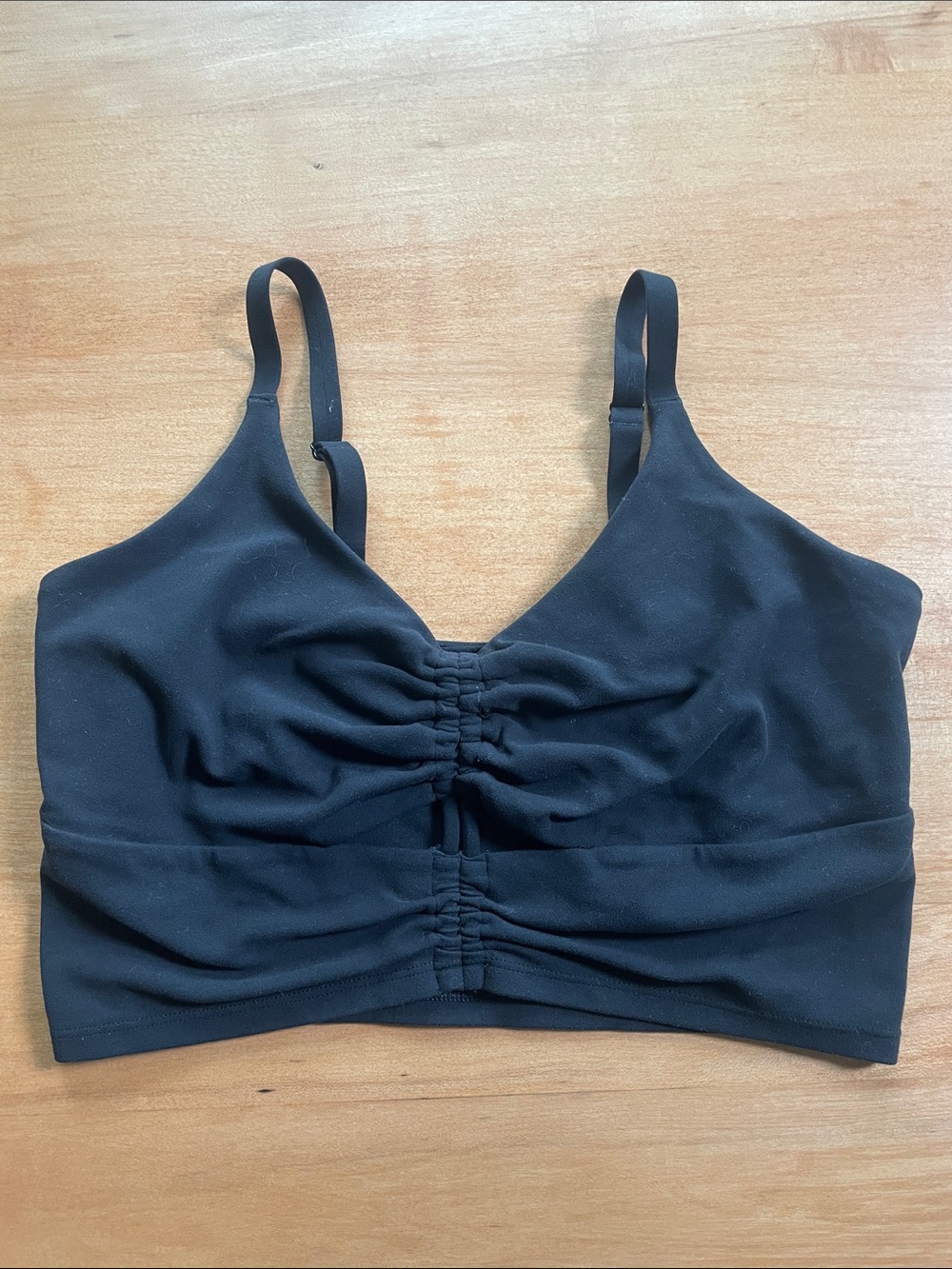 Athleta Cinch Longline Bra D-DD Black Size S Shelf Bra Yoga Crop Top